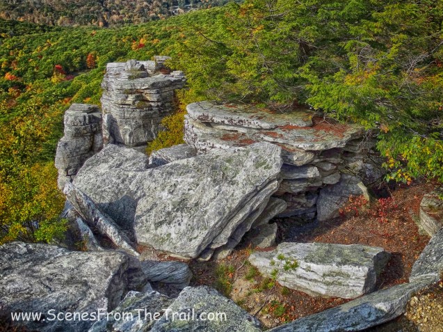 crevasse leading to a rock outcrop