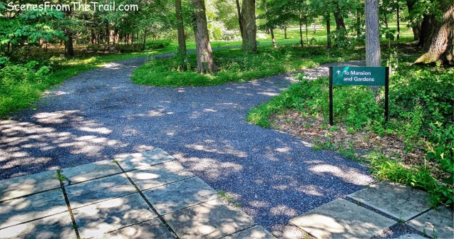 towards the river and the mansion