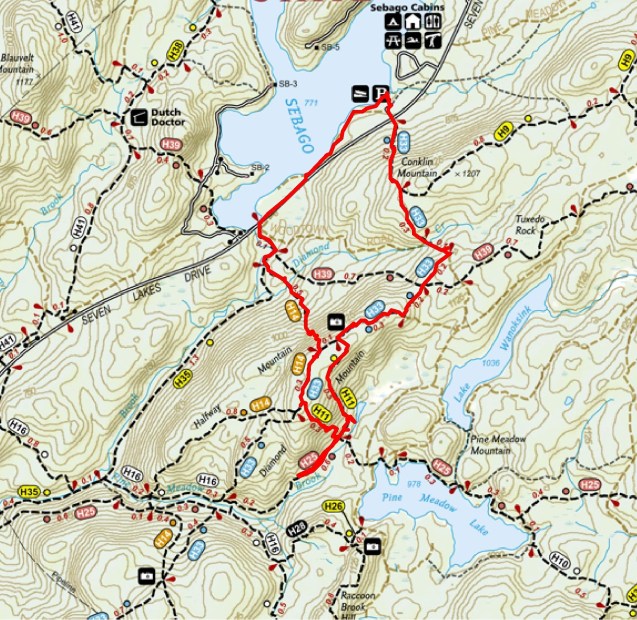 Conklin and Diamond Mountains Loop from Lake Sebago Boat Launch