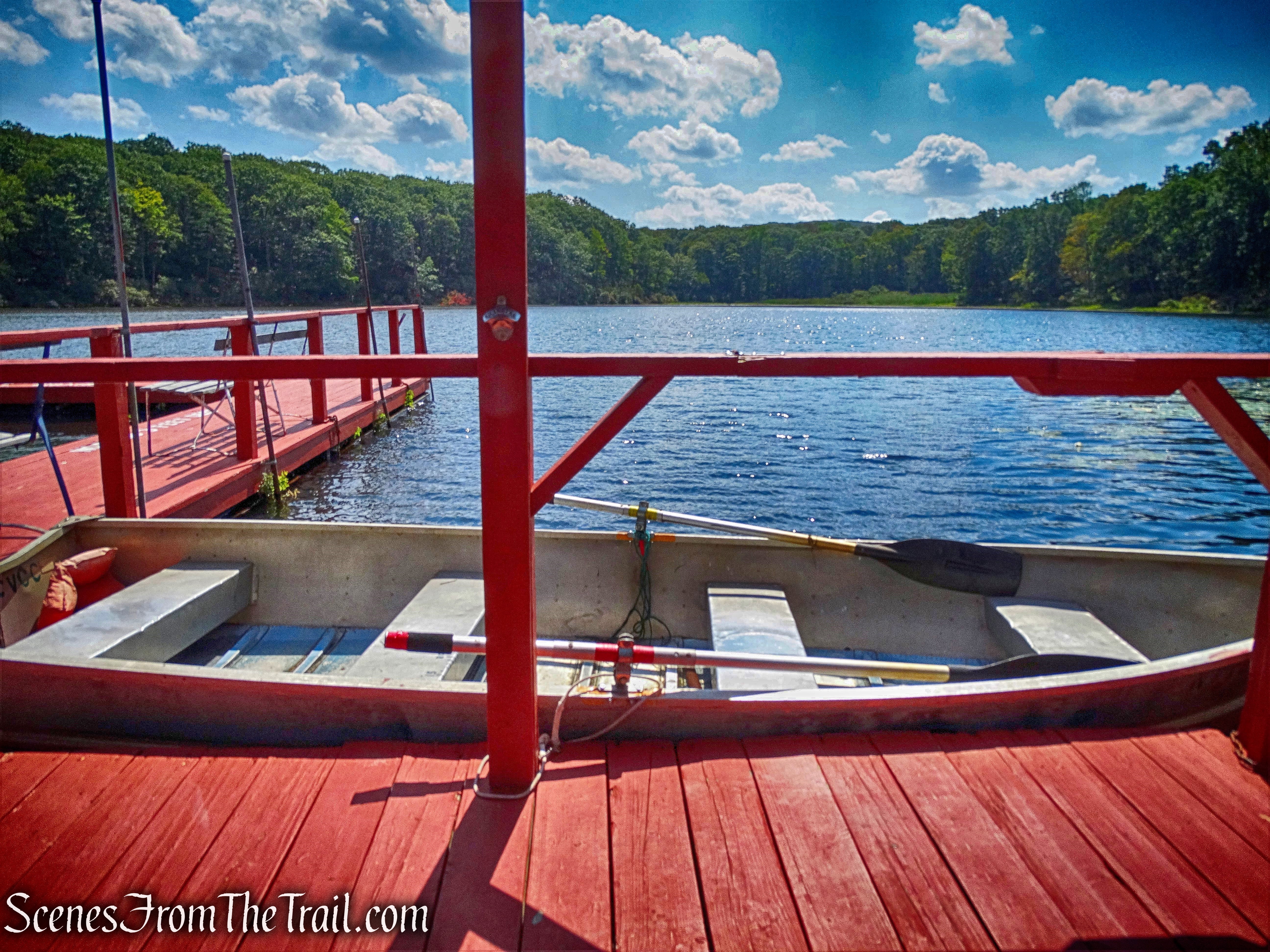 red dock on Barnes Lake