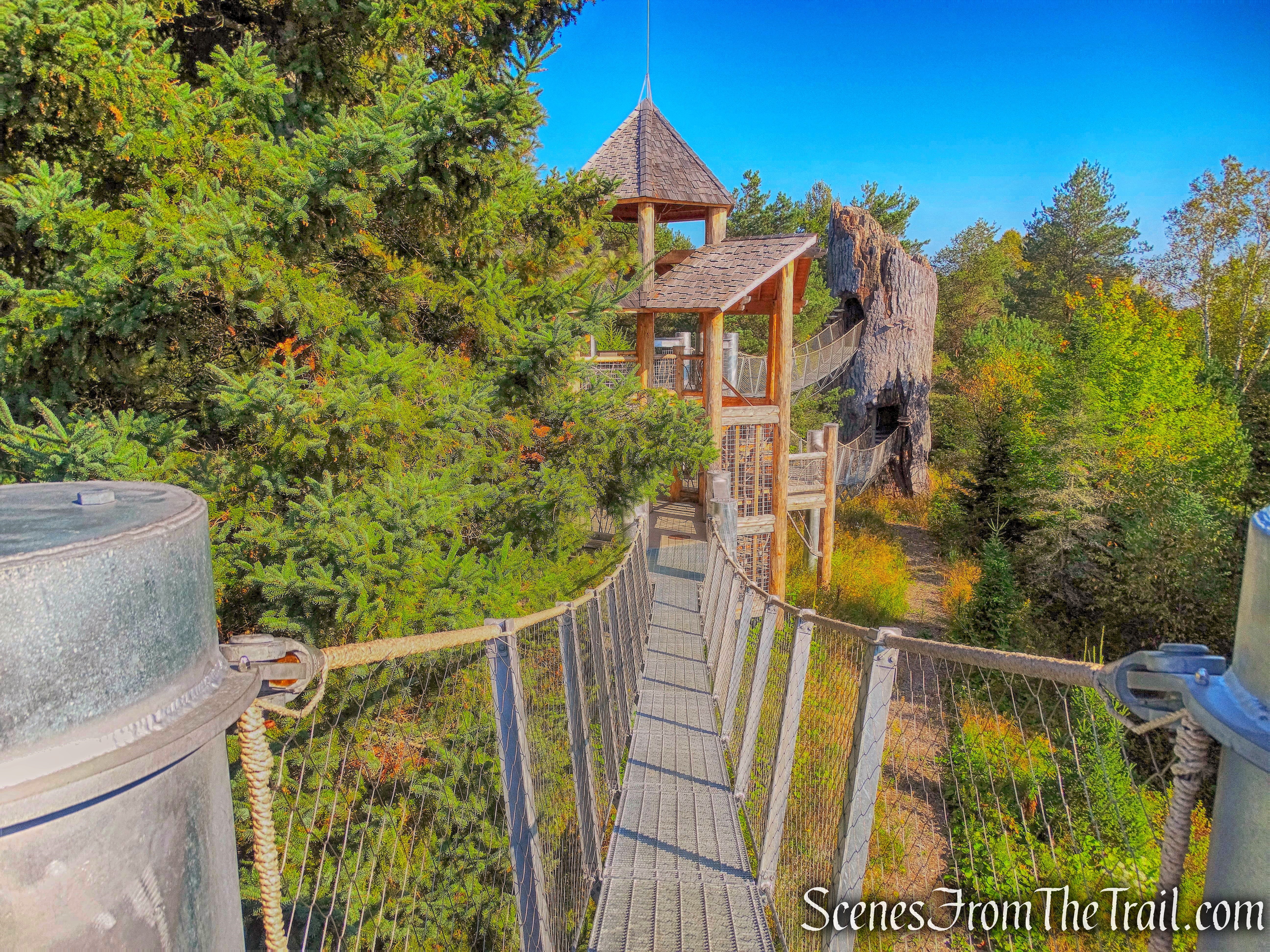 swinging suspension bridge