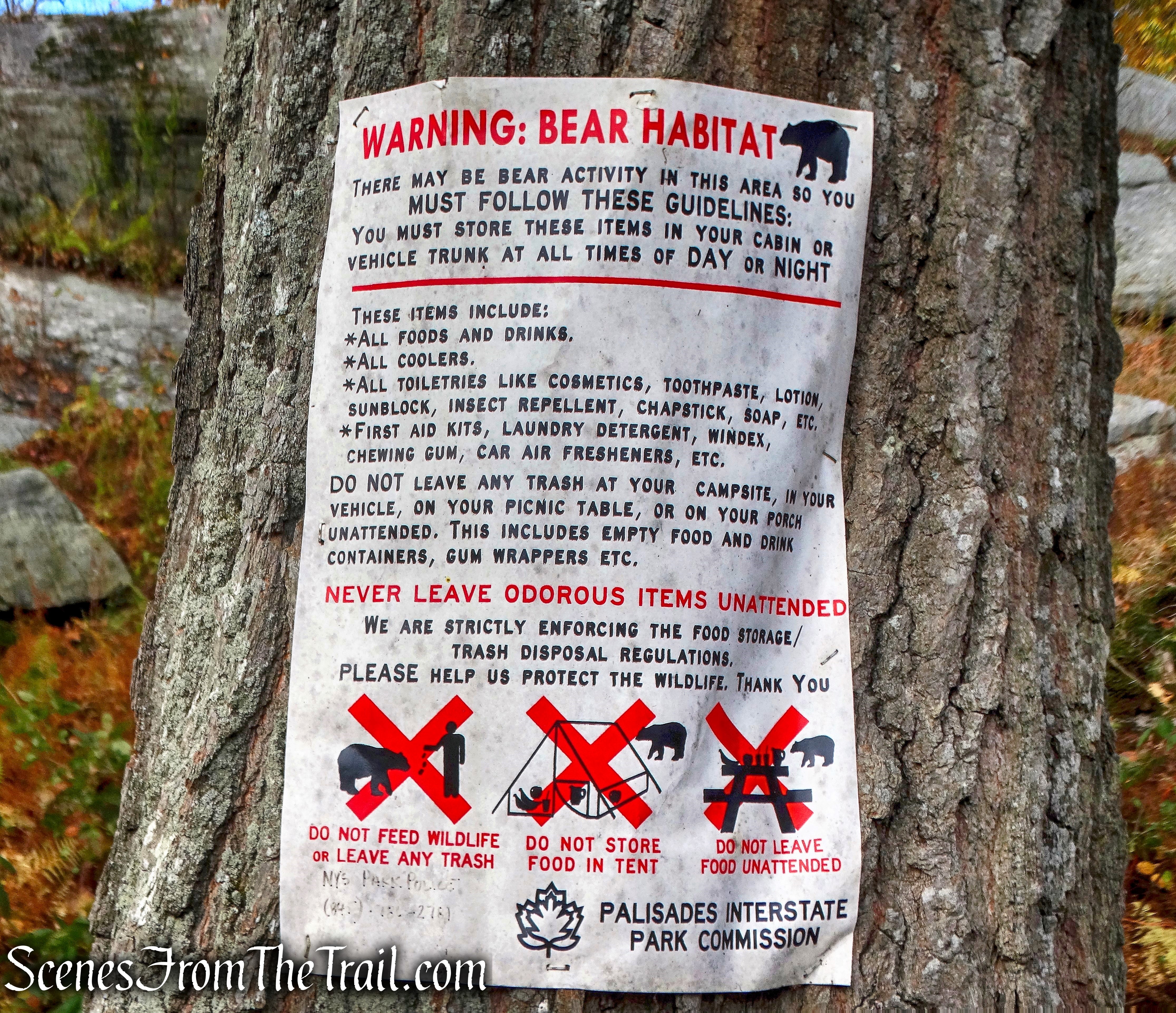 Bear warning - Fingerboard Shelter