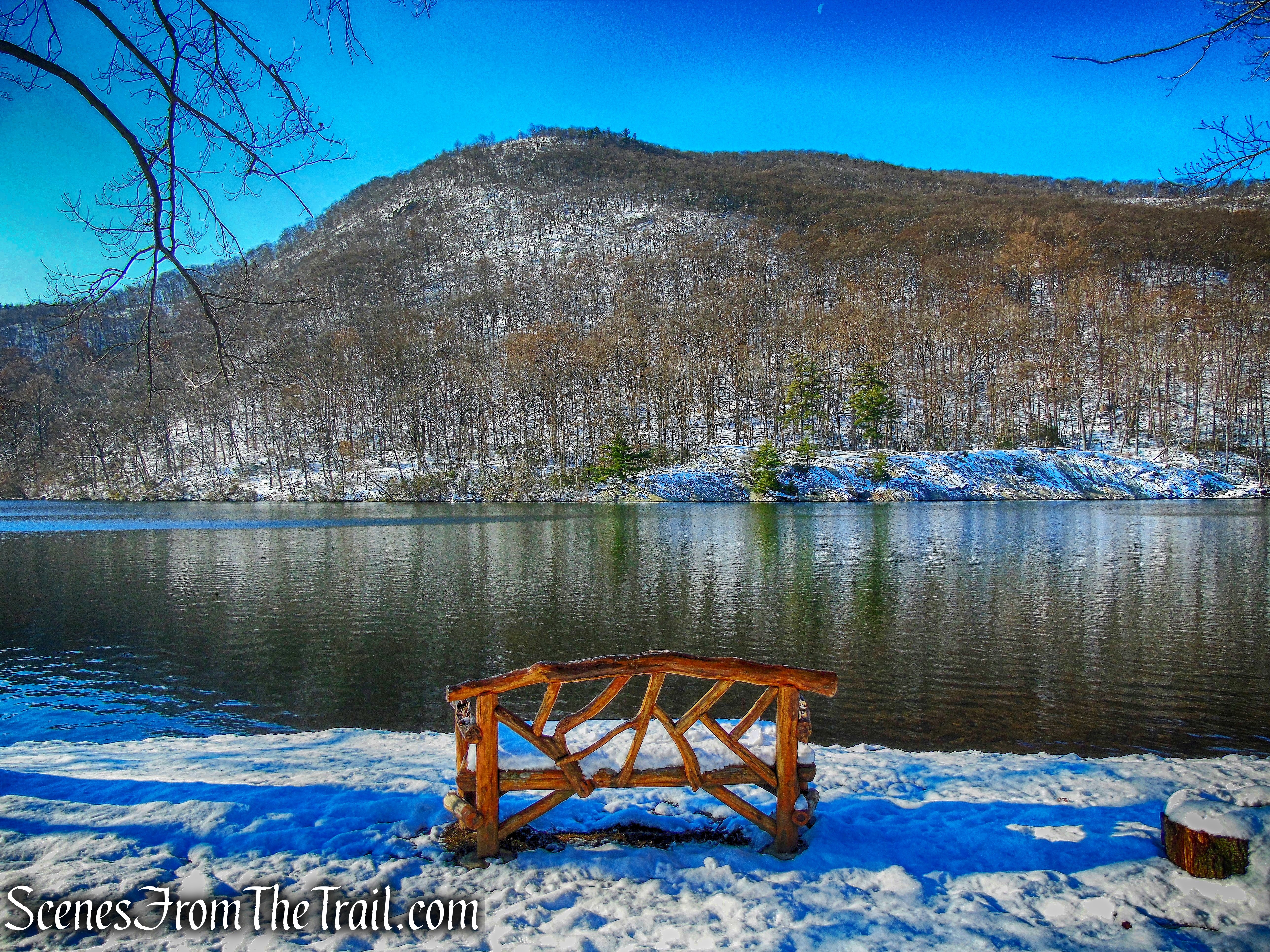 view of Bear Mountain from Hessian Lake