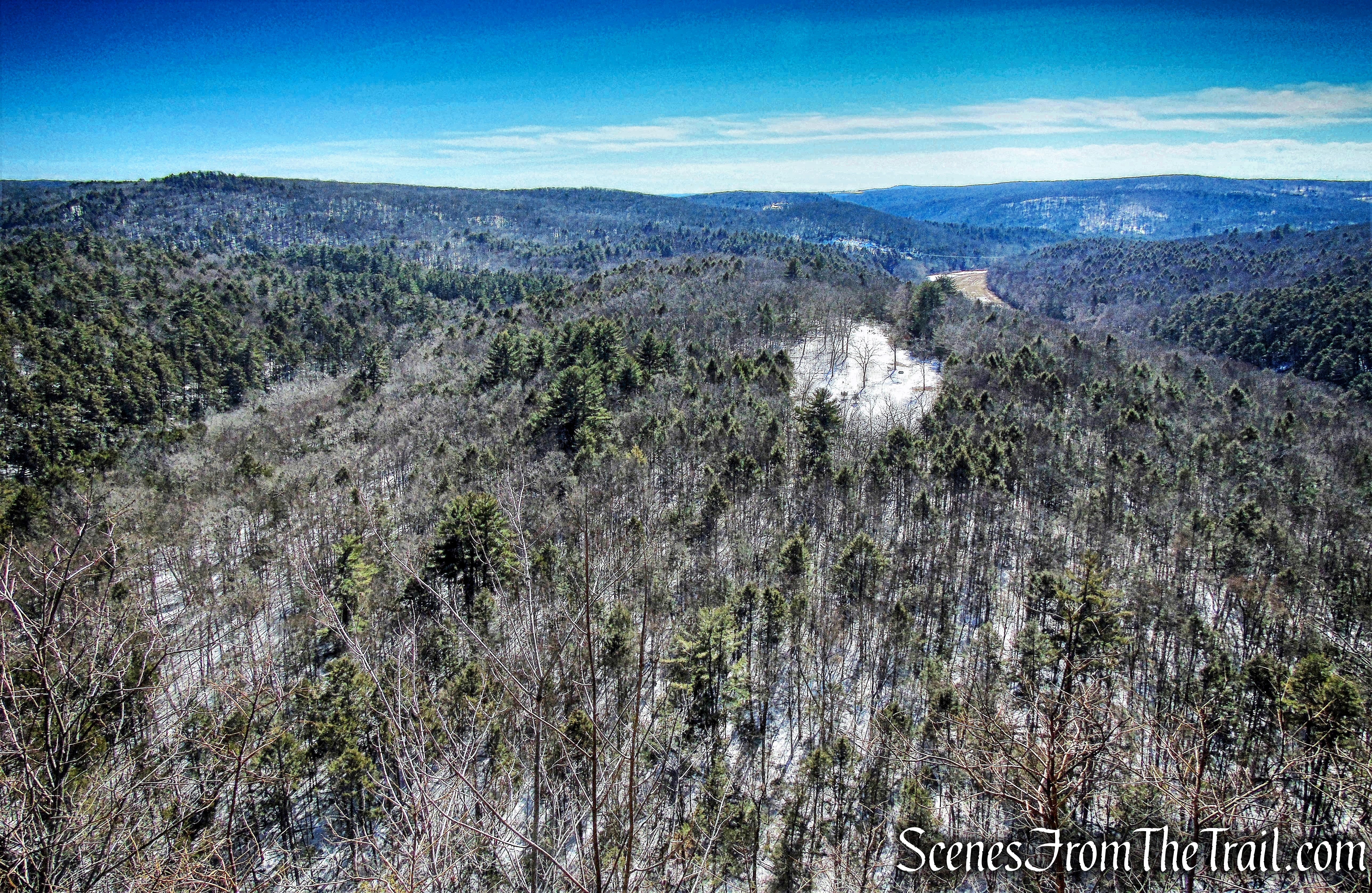 view of clam shell from Steep Rock summit