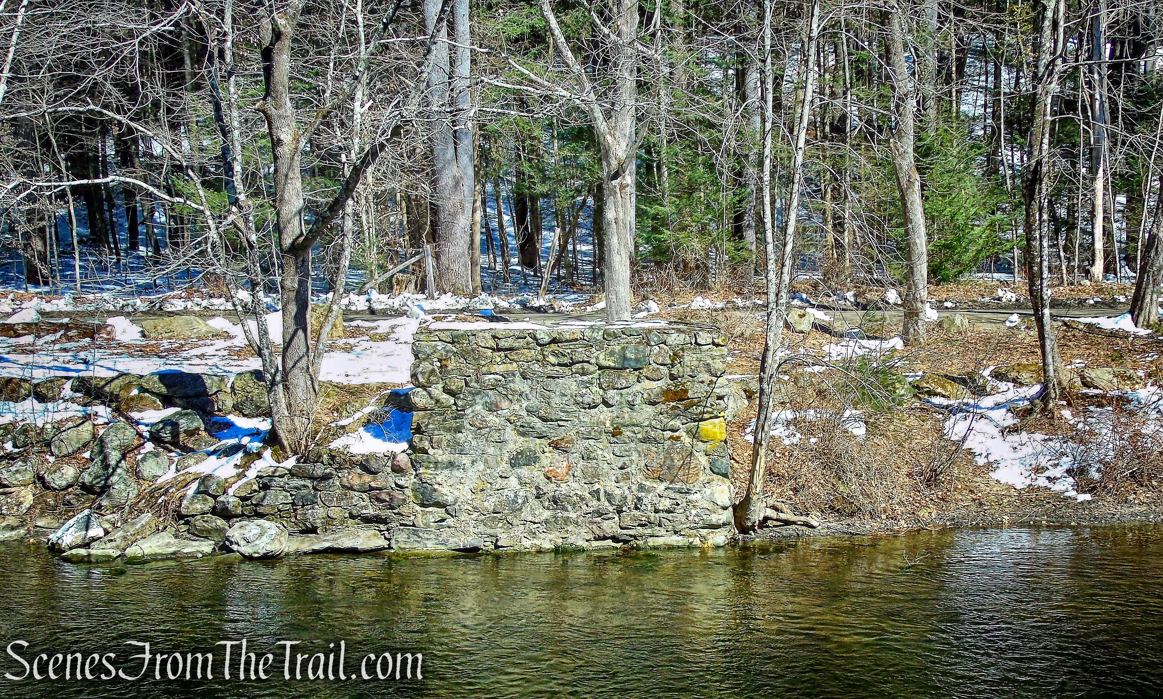 stone foundations for a pedestrian suspension bridge