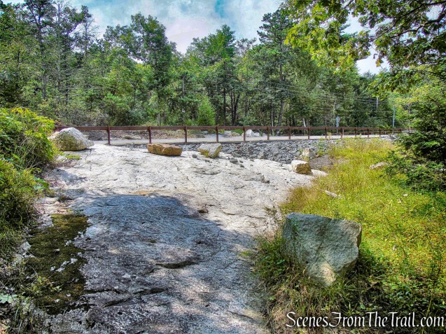 looking out at Route 44/55 from the dam at Upper Peter's Kill Falls