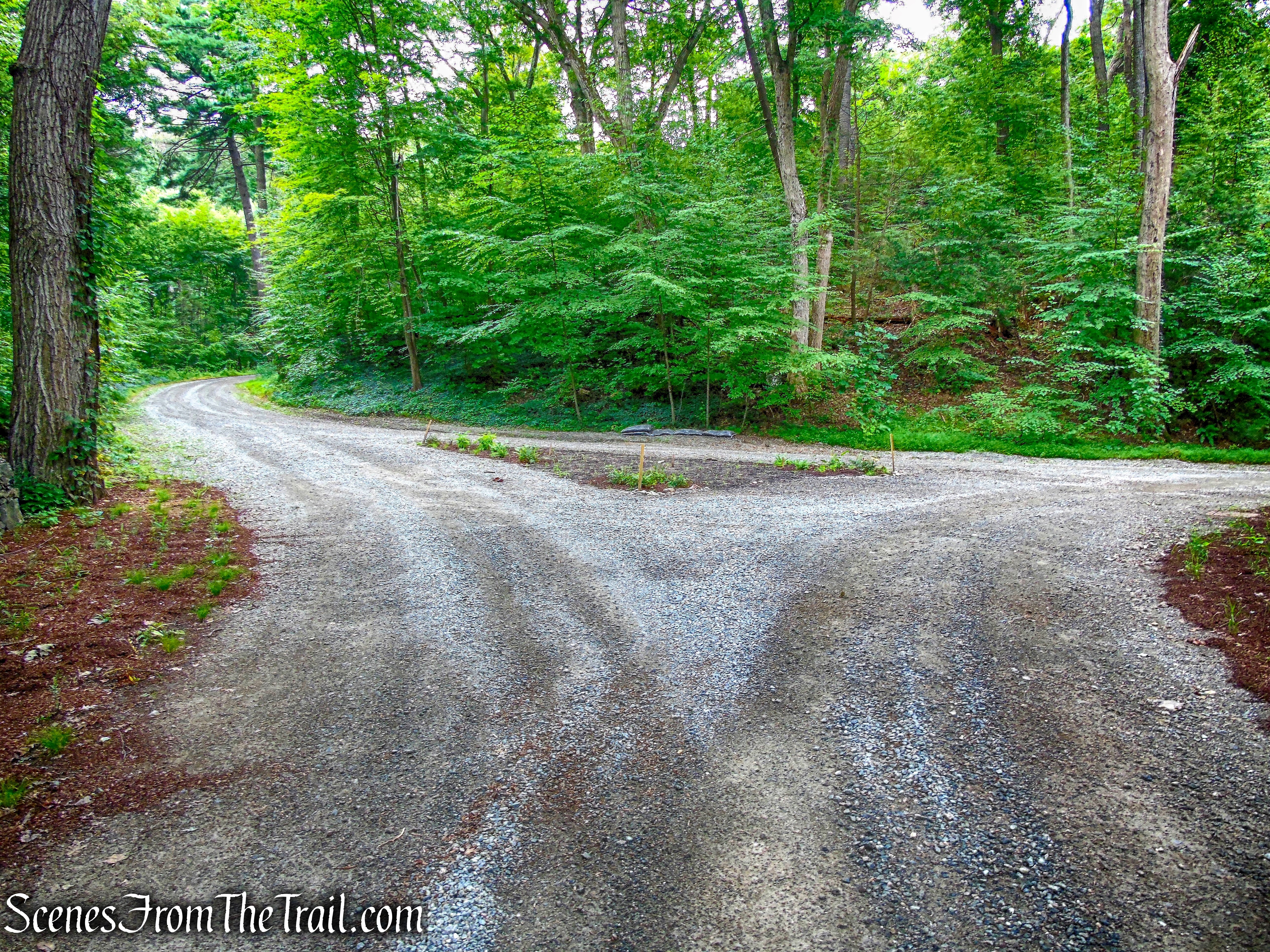 follow the gravel road uphill