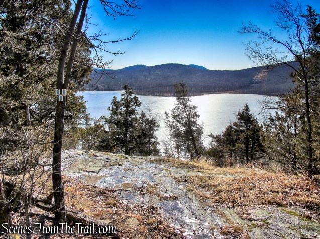 terminus of blue-on-white-blazed trail