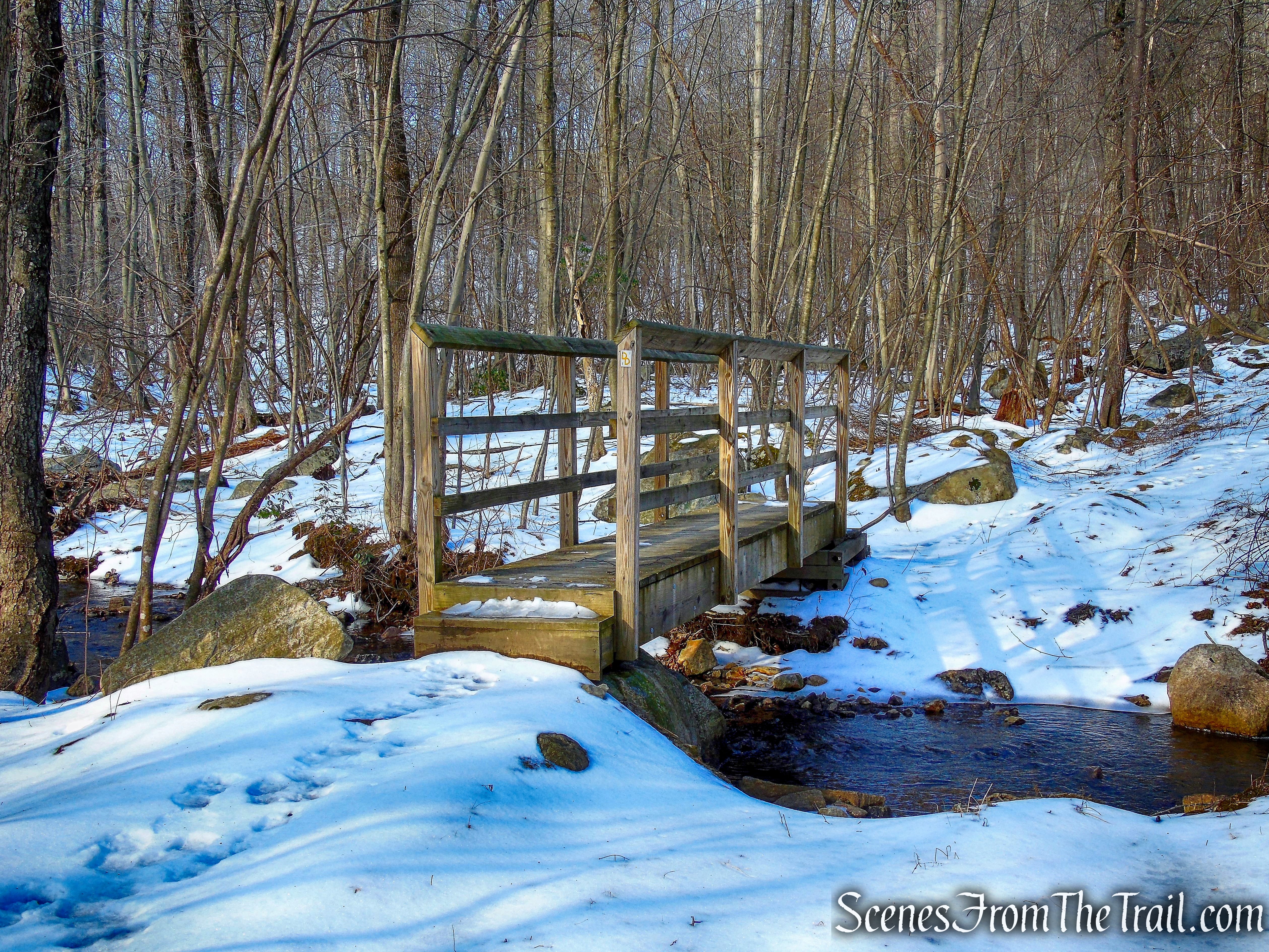 Doris Duke Trail crosses a wooden footbridge