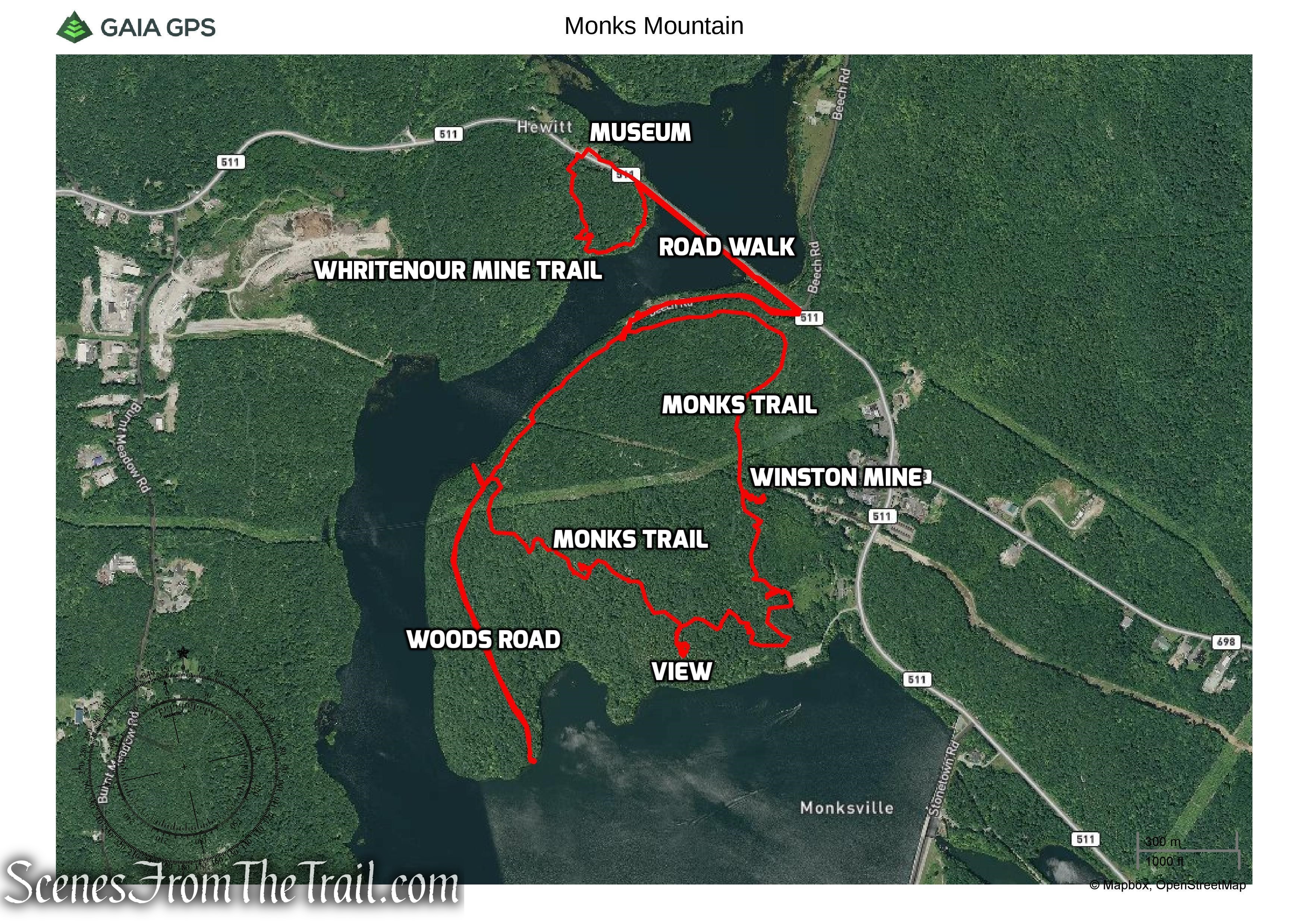 Monks Mountain Hike Route