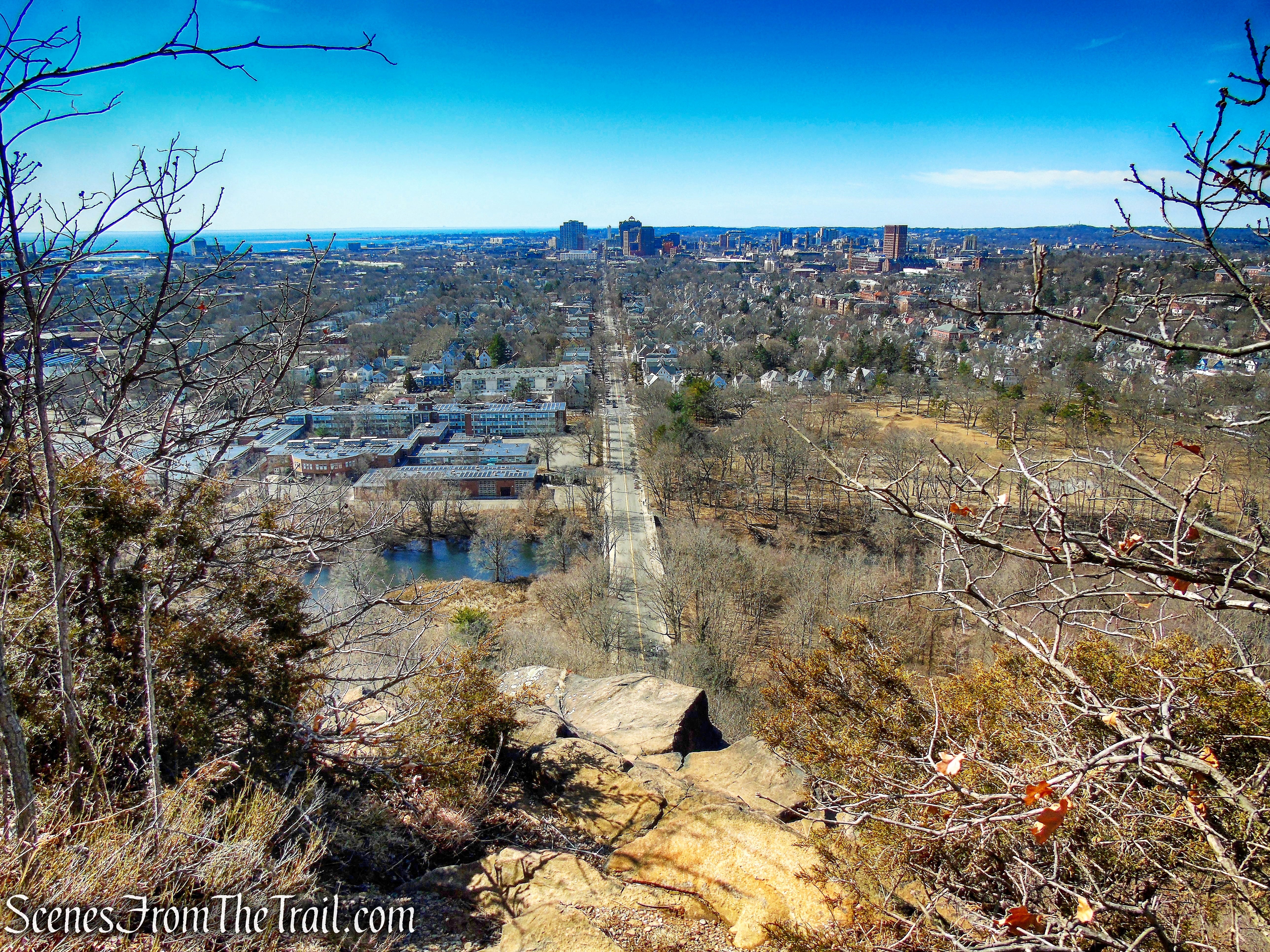 Looking down Orange St. from Yellow Trail - East Rock Park