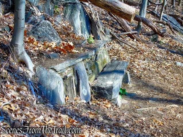 stone benches - Irvington Woods