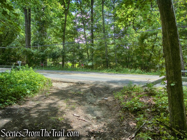 terminus of woods road at Route 129