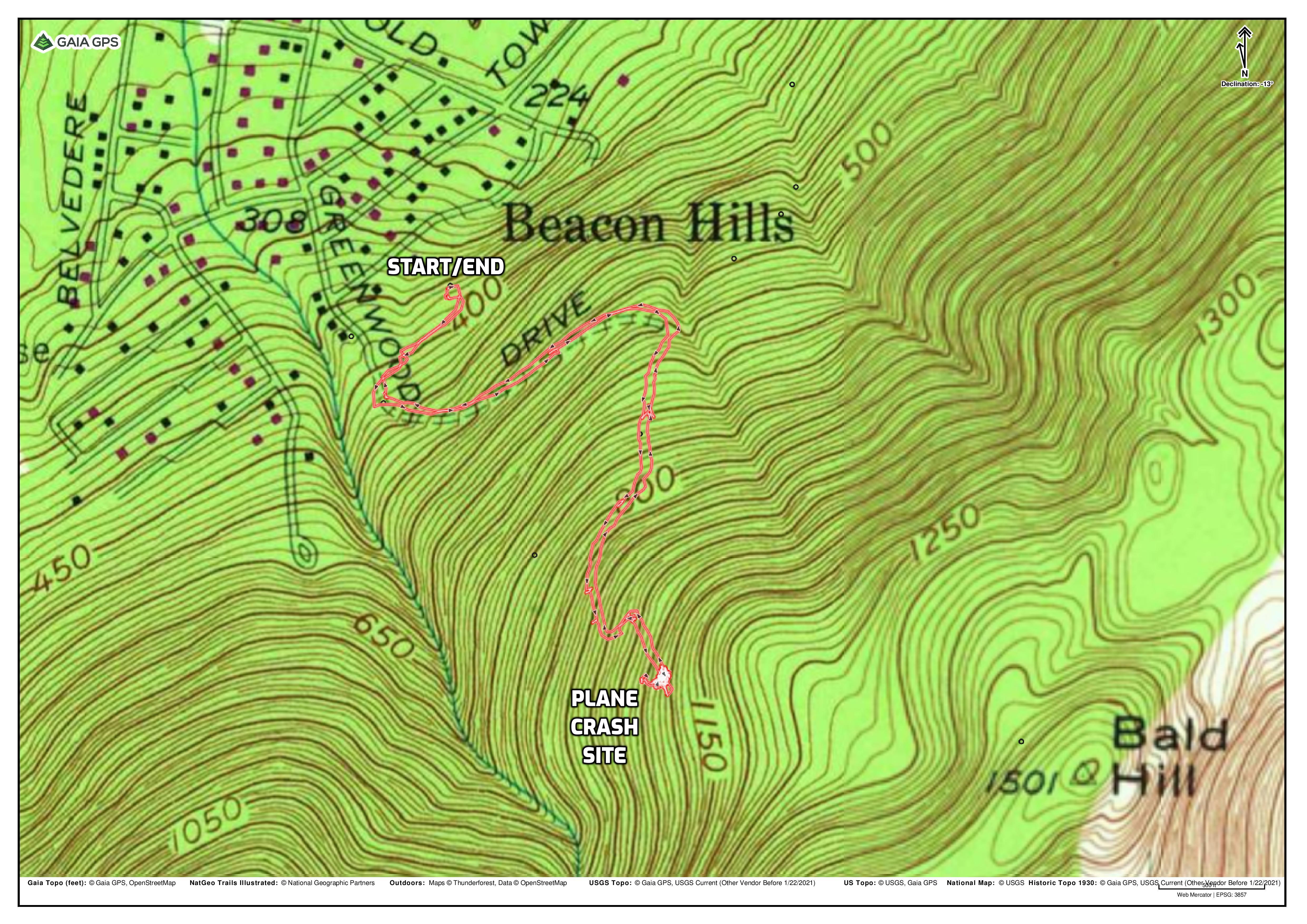 1945 Plane Crash Site – Bald Hill