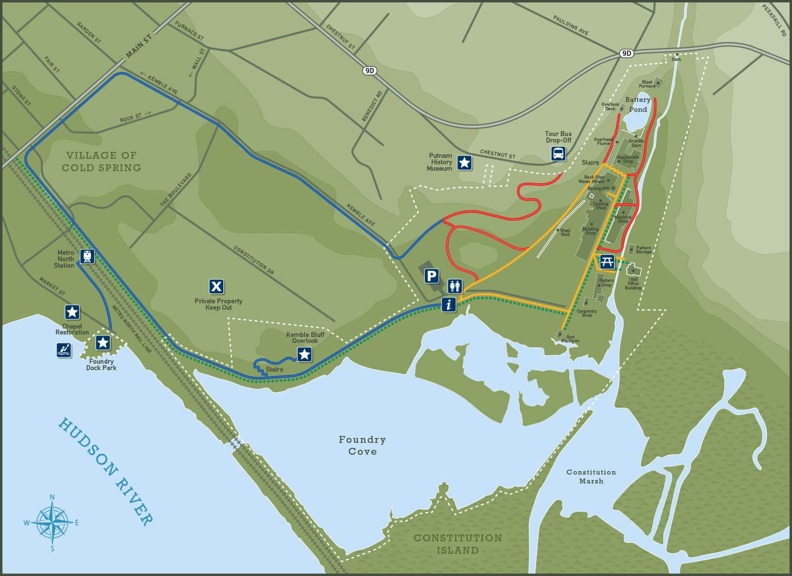 West Point Foundry Preserve Trail Map