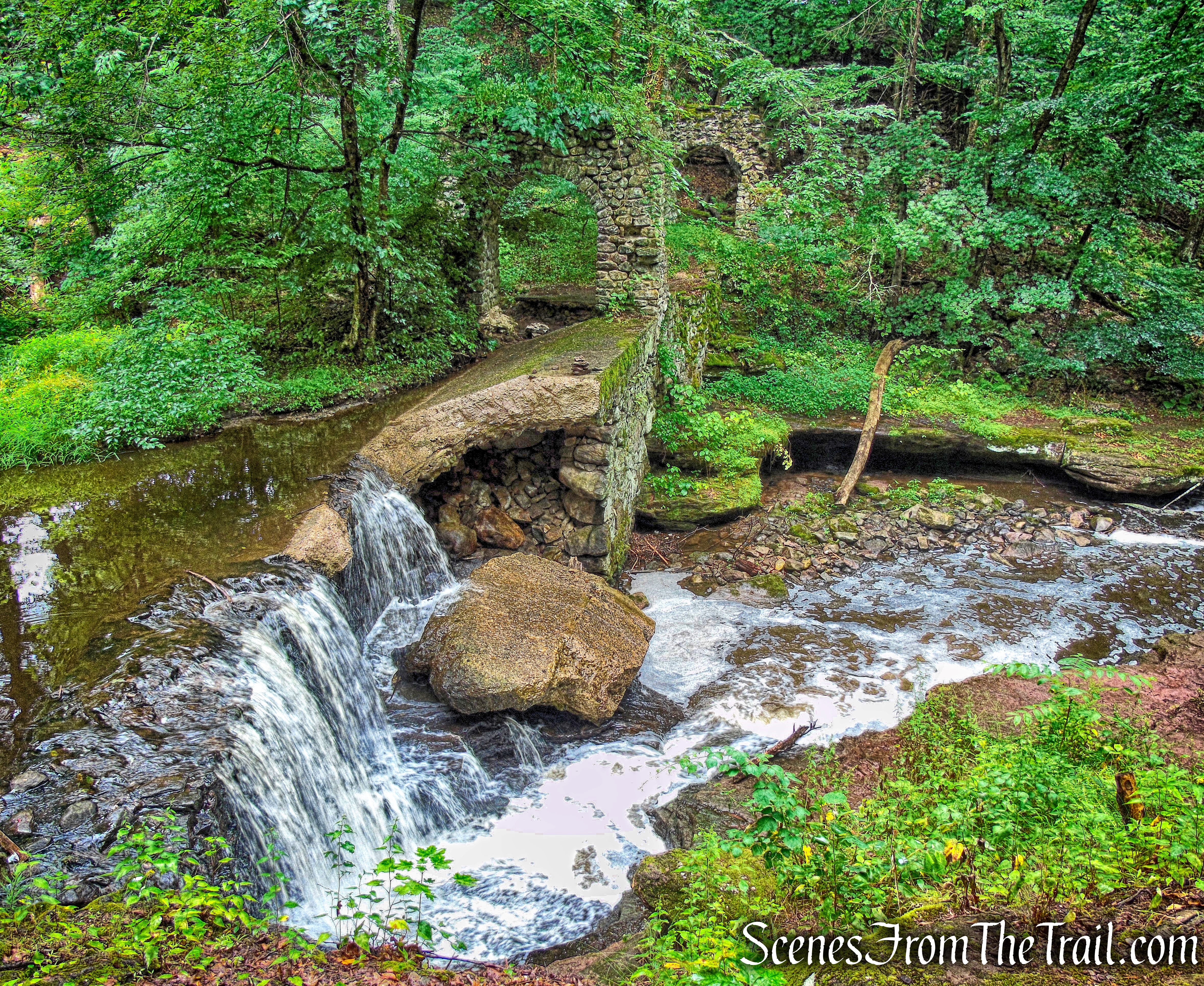 cascade & stone bridge ruins - Kennedy Dells County Park