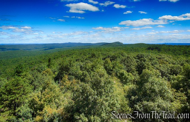 View east over the Appalachian Trail as it heads towards Sunrise Mountain and beyond.