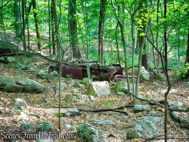 wrecked vehicle along the Sherwood Path - Harriman State Park