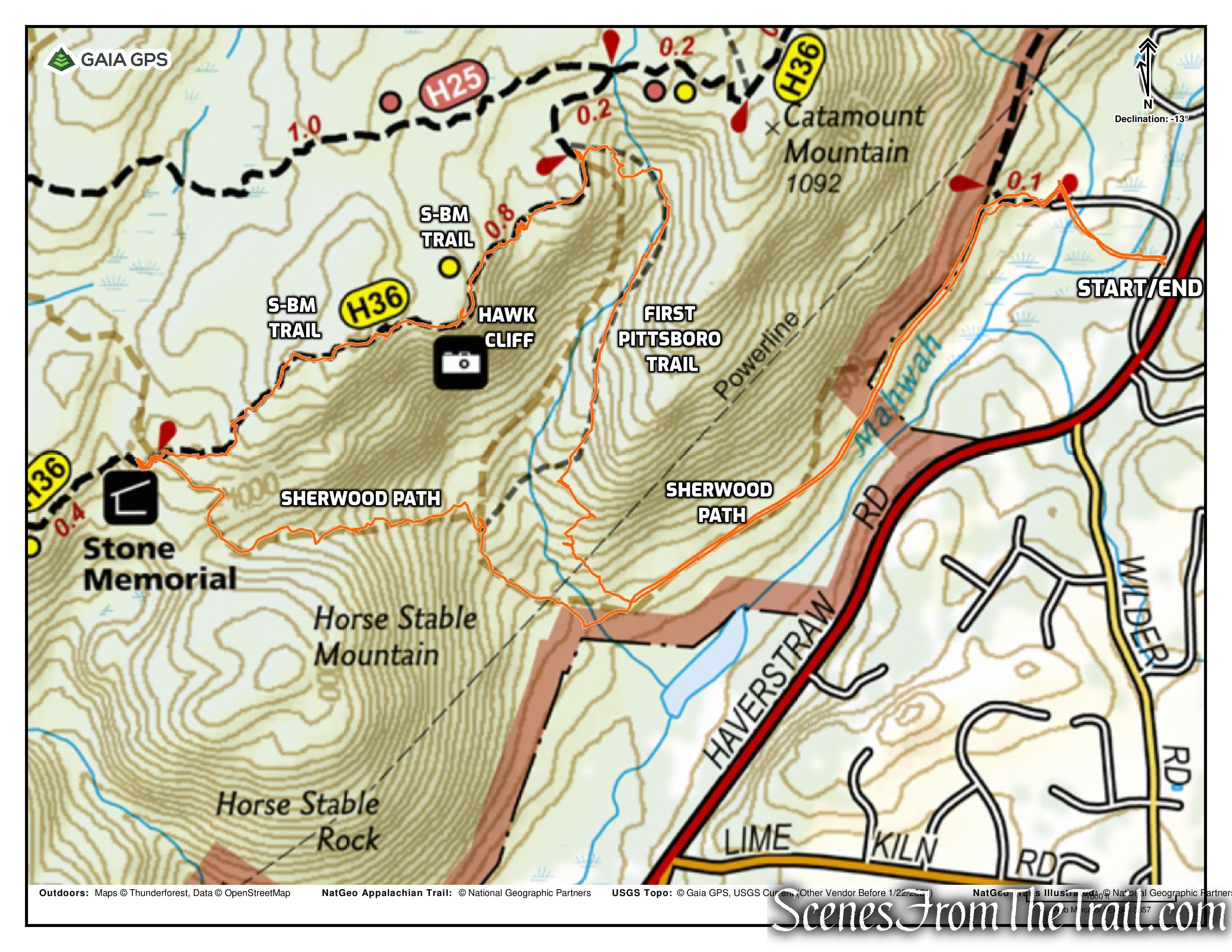 Stone Memorial Loop via Sherwood Path