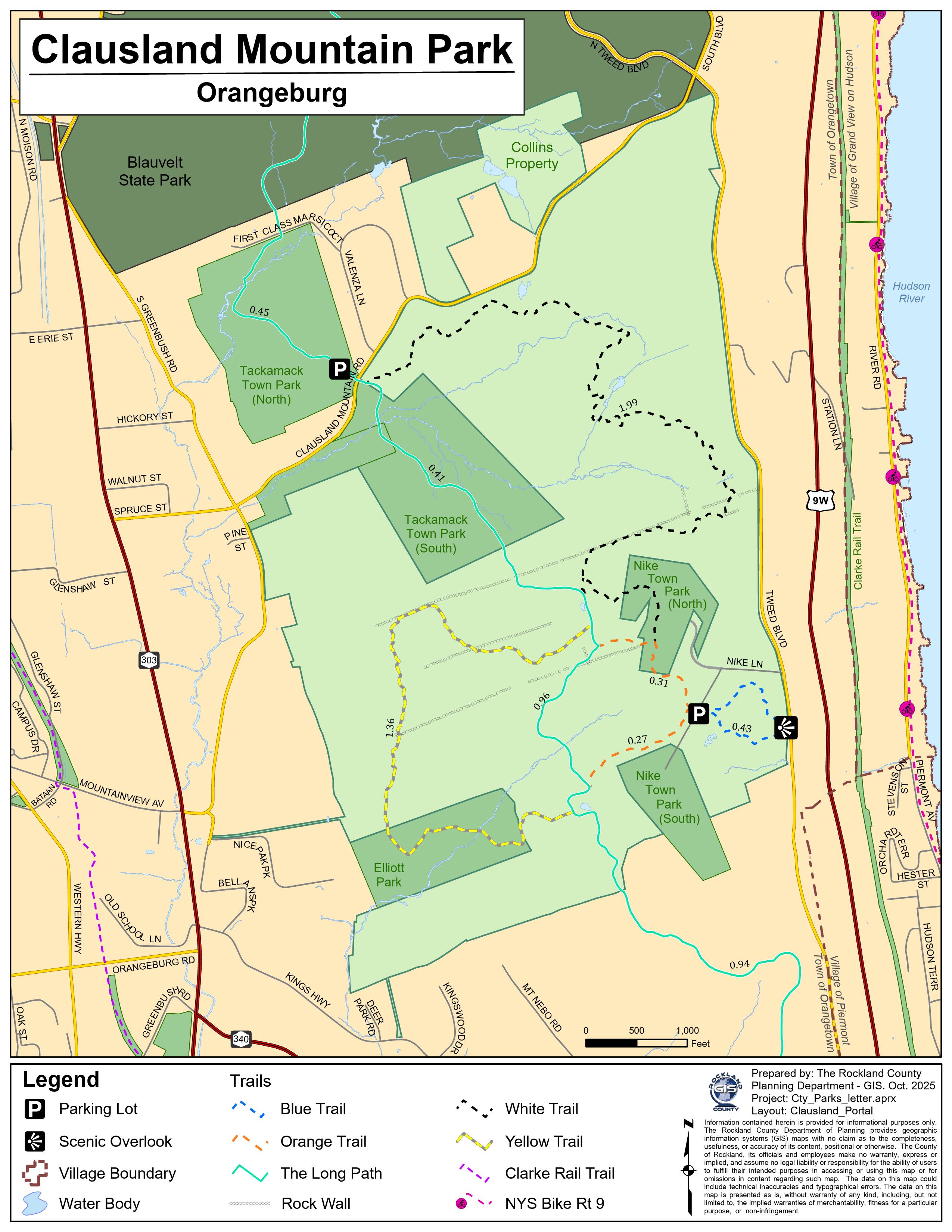 Clausland Mountain Park Map